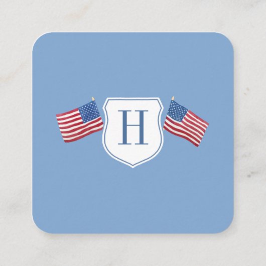 Elegant Rood Wit Blauw Vlag Monogram Baby shower Informatiekaartje (Achterkant)