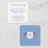 Elegant Rood Wit Blauw Vlag Monogram Baby shower Informatiekaartje (Voorkant / Achterkant)