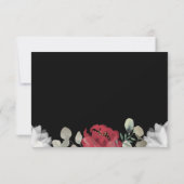 Elegant Rood Wit Bloemen Groen op Zwart Bruiloft RSVP Kaartje (Achterkant)