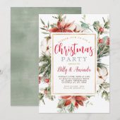 Elegant rood wit bloemenmaretak kerstfeest kaart (Voorkant / Achterkant)