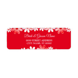 Elegant Rood Wit Bloemig Huwelijk Retouradres Etiket