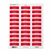 Elegant Rood Wit Bloemig Huwelijk Retouradres Etiket (Full Sheet)