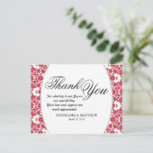 Elegant  Rood & Wit Damaskpatroon Briefkaart (Staand voorkant)