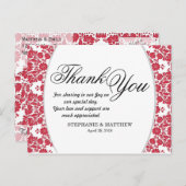 Elegant  Rood & Wit Damaskpatroon Briefkaart (Voorkant / Achterkant)