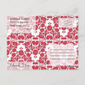 Elegant  Rood & Wit Damaskpatroon Briefkaart (Achterkant)