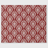 Elegant Rood Wit Damast Patroon Luxe Cadeaupapier (Vlak)