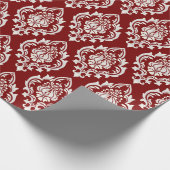 Elegant Rood Wit Damast Patroon Luxe Cadeaupapier (Hoek)