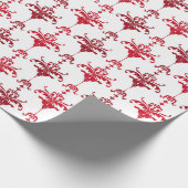 Elegant rood wit Fancy patroonvakantie Cadeaupapier (Hoek)