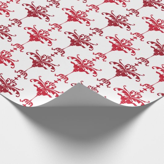 Elegant rood wit Fancy patroonvakantie Cadeaupapier (Hoek)