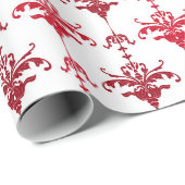 Elegant rood wit Fancy patroonvakantie Cadeaupapier (Rol Hoek)