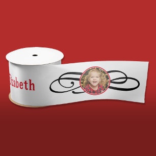 Elegant Rood Wit Fotoportret Feestelijk Satijnen Lint