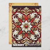 Elegant rood wit gouden feestelijke ruit feestdagenkaart (Voorkant / Achterkant)