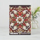 Elegant rood wit gouden feestelijke ruit feestdagenkaart (Staand voorkant)