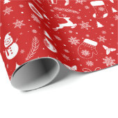 Elegant rood & wit kerstpatroon cadeaupapier (Rol Hoek)