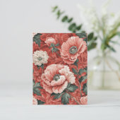 Elegant rood wit klaprozen donker blad bloemig briefkaart (Staand voorkant)