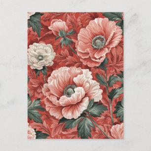 Elegant rood wit klaprozen donker blad bloemig feestdagenkaart