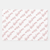 Elegant Rood Wit Merry Christmas Ornament Inpakpapier Vel (Voorkant)