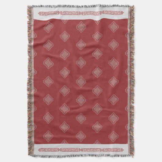 Elegant rood wit Mongools traditioneel patroon Deken (Voorkant Verticaal)