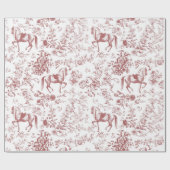 Elegant  Rood Wit Paard Bloemenpatroon Cadeaupapier (Vlak)