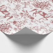 Elegant  Rood Wit Paard Bloemenpatroon Cadeaupapier (Hoek)