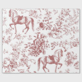 Elegant  Rood Wit Paard Bloemenpatroon Cadeaupapier (Vlak)