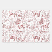 Elegant Rood Wit Paard Bloemenpatroon Inpakpapier Vel (Voorkant 3)