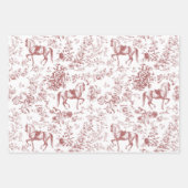 Elegant Rood Wit Paard Bloemenpatroon Inpakpapier Vel (Voorkant 2)