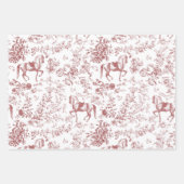 Elegant Rood Wit Paard Bloemenpatroon Inpakpapier Vel (Voorkant)