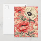 Elegant rood wit papavers bloemenkunst briefkaart (Voorkant / Achterkant)