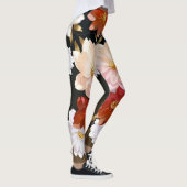 Elegant Rood Wit & Roze Waterverf Bloemenpatroon Leggings (Rechts)