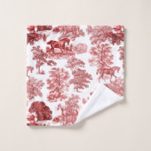 Elegant rood wit rustieke paarden Toile Bad Handdoek (Wasdoekje)