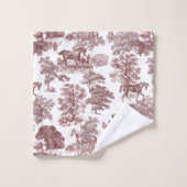 Elegant rood wit rustieke paarden Toile Bad Handdoek (Wasdoekje)