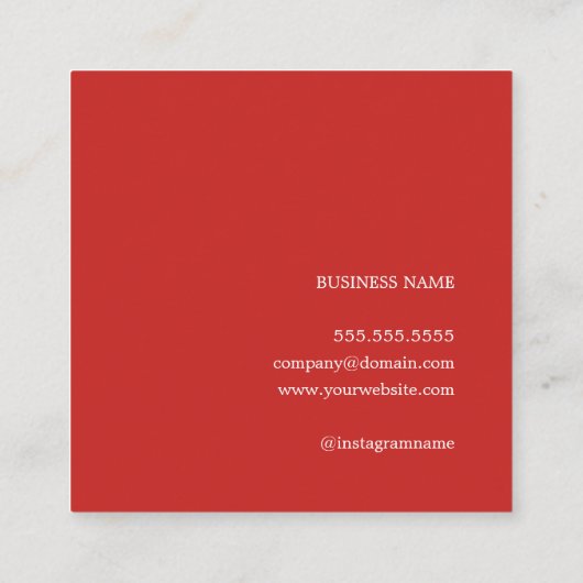 Elegant rood wit vet beauty consultant vierkante visitekaartje (Achterkant)