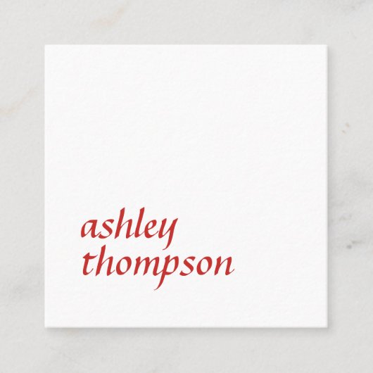 Elegant rood wit vet beauty consultant vierkante visitekaartje (Voorkant)