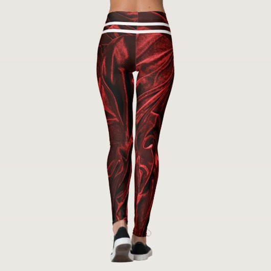 Elegant Rood Wit Violet Burgandy Bloemen Vrouwen Leggings (Achterkant)