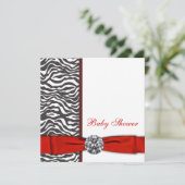 Elegant rood Zebra Baby shower Kaart (Staand voorkant)