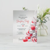 Elegant rood zilver kerst huis corporate party kaart (Staand voorkant)