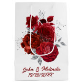 elegant rood zilver roos: naamdatum toevoegen medium cadeauzakje (Achterkant)