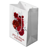 elegant rood zilver roos: naamdatum toevoegen medium cadeauzakje (Achterkant Gekanteld)