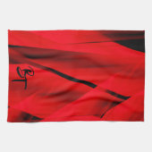 Elegant rood zwart abstract design Initialen Theedoek (Horizontaal)