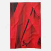 Elegant rood zwart abstract design Initialen Theedoek (Verticaal)