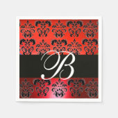 ELEGANT ROOD ZWART DAMASK BRUILOFT MONOGRAM SERVET (Voorkant)