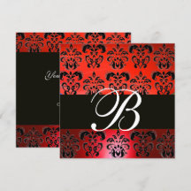 ELEGANT ROOD ZWART DAMAST TROUTJE MET MONOGRAM UIT