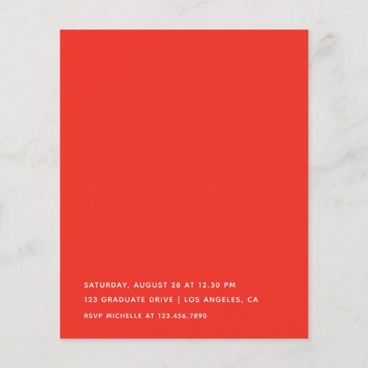 Elegant Rood, Zwart en Wit Meisje Afstudeerder Inv Flyer (Achterkant)