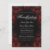 Elegant Rood & Zwart Gothic Damask Handfasten Kaart (Voorkant)