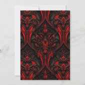 Elegant Rood & Zwart Gothic Damask Handfasten Kaart (Achterkant)