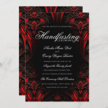 Elegant Rood & Zwart Gothic Damask Handfasten