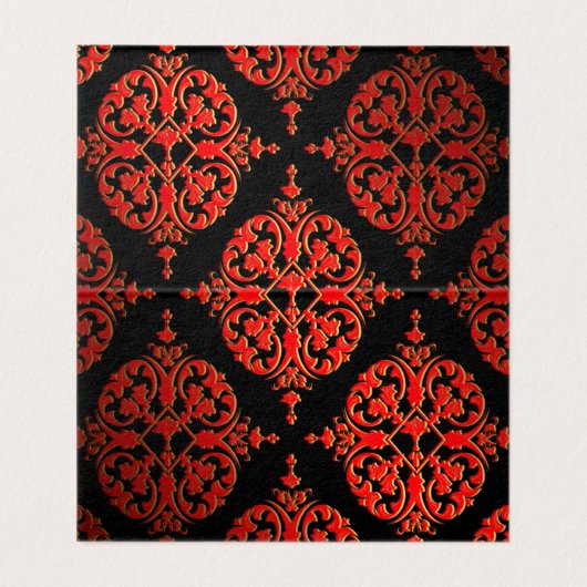 Elegant Rood Zwart Goud Bruiloft Tafel Plaats Kaar Kaart (Binnenkant ongevouwen)