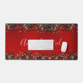Elegant rood zwart goud glitter bureaumat (Keyboard & Muis)