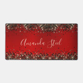 Elegant rood zwart goud glitter bureaumat (Voorkant)